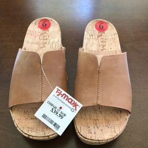 Korks Kork-Ease Tan Leather Slides